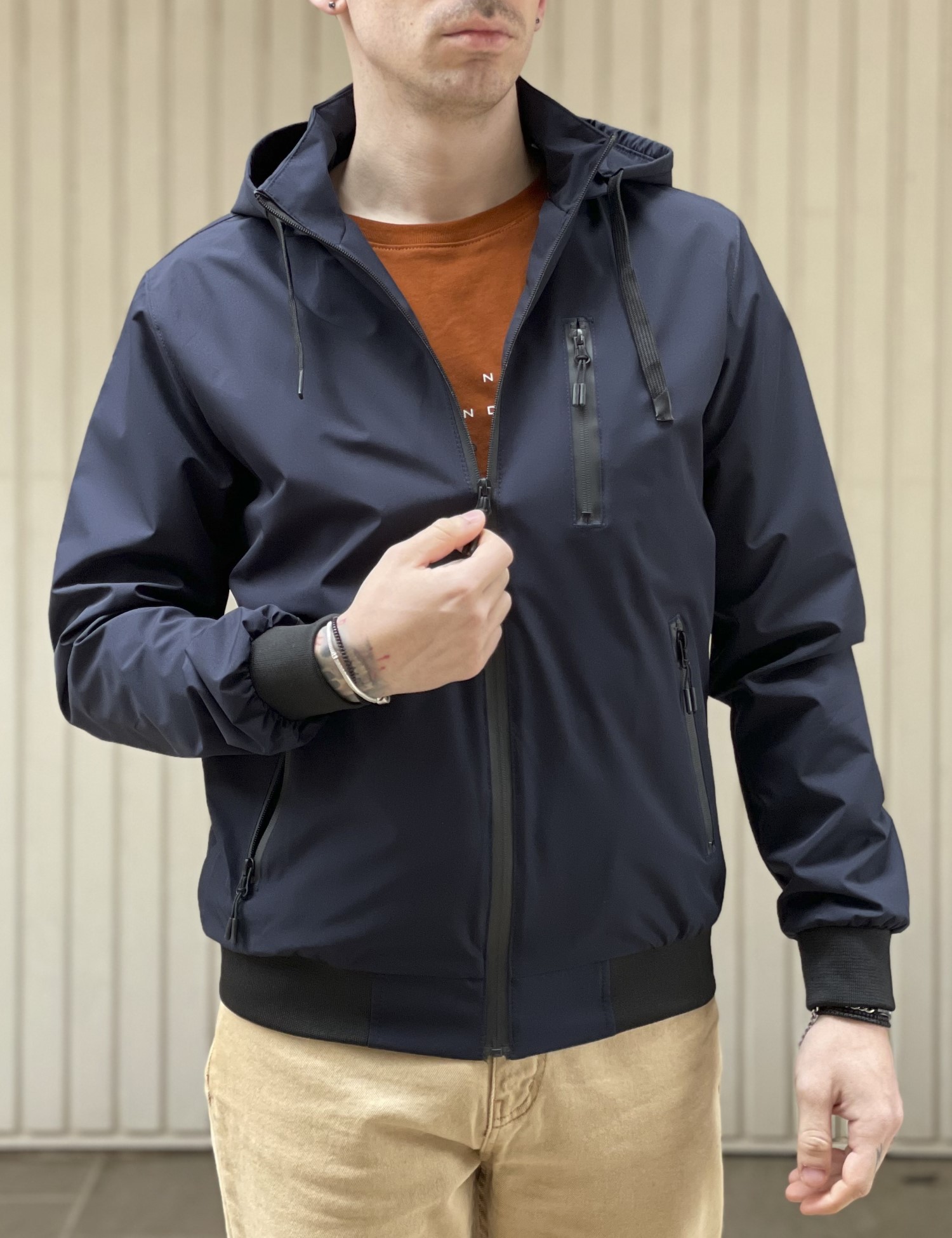 Ανδρικό μπλε Jacket με κουκούλα WS8032B φωτογραφία
